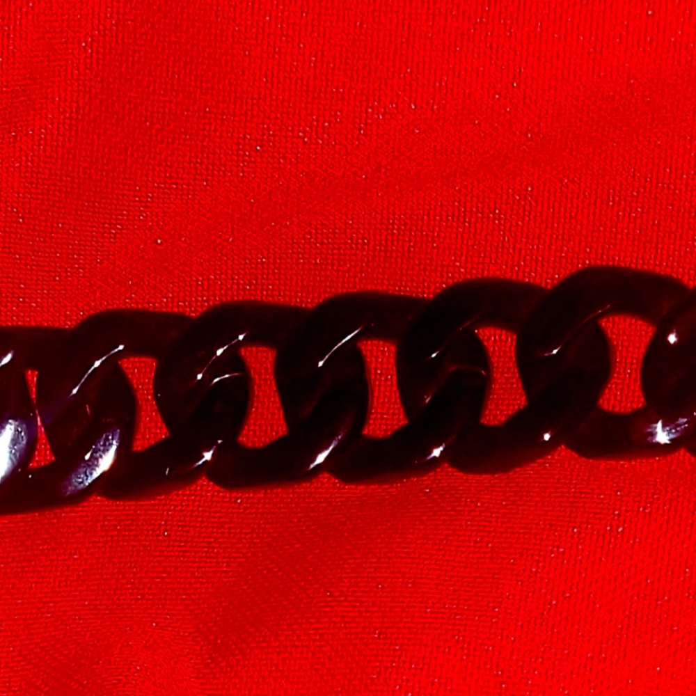 BLACK MENS CHAIN/SKULL HEAVY DUTY BIKER BRACELET.